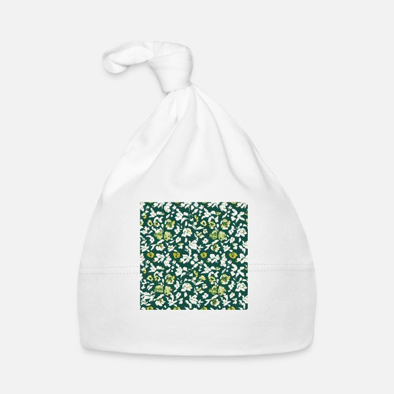 Floral patterns - Organic Baby Cap - white