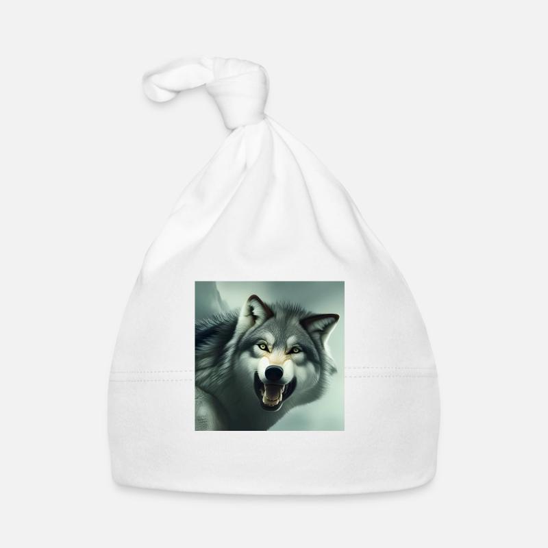 Angry wolf - Organic Baby Cap - white