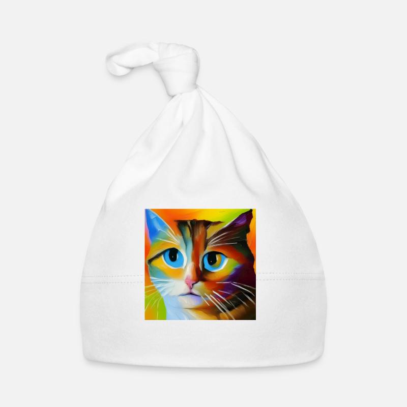 Abstract cat portrait Organic Baby Cap
