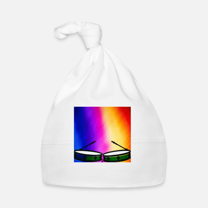 Rainbow Drums - Baby Bio-Mütze - Weiß