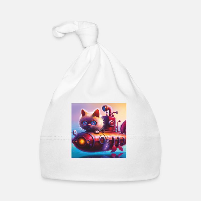 Sous-marin Cat - Bonnet bio Bébé - blanc