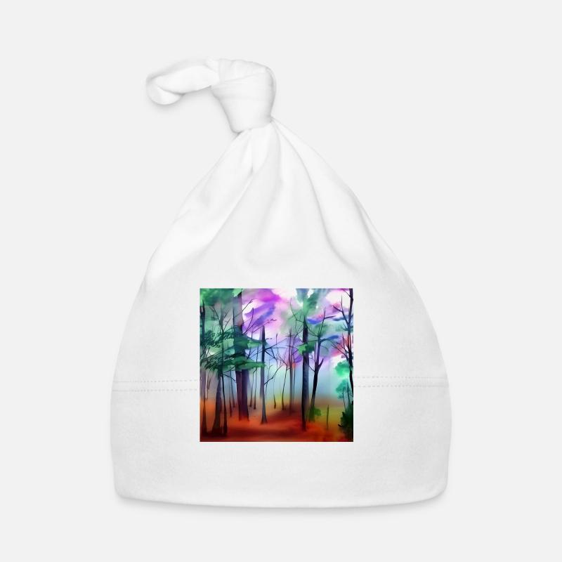 Watercolor forest nature Organic Baby Cap