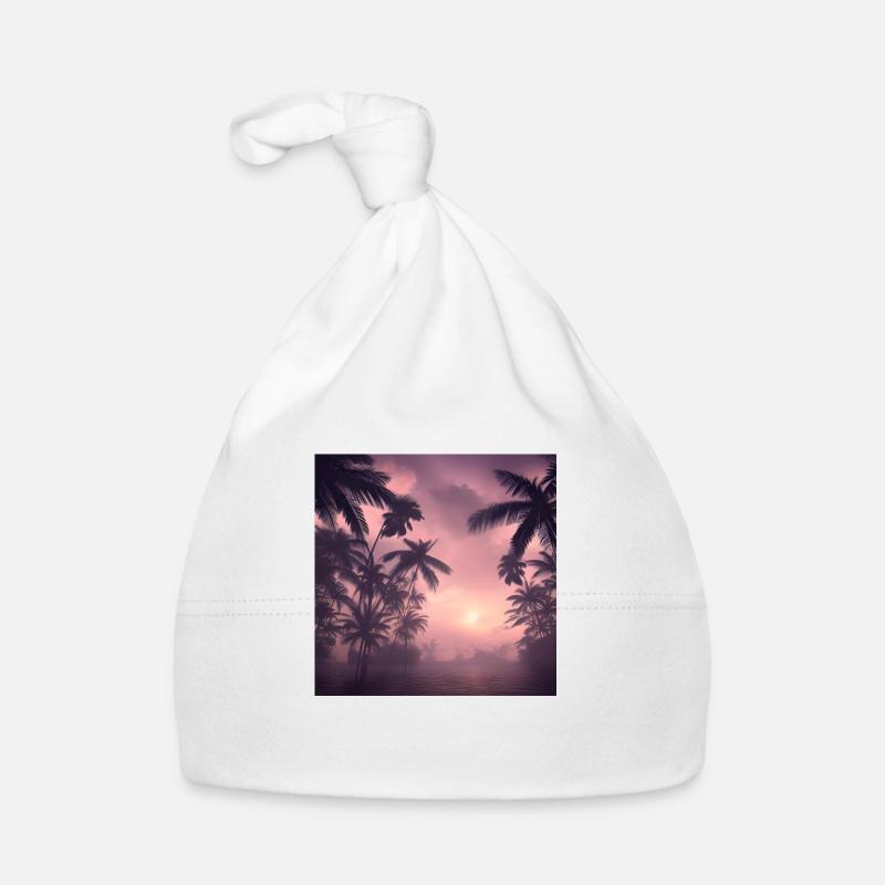 Soirée au milieu des palmiers - Bonnet bio Bébé - blanc