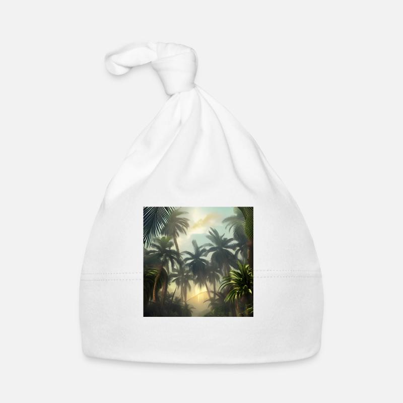 Jungle with palm trees - Organic Baby Cap - white