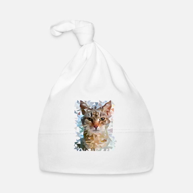 Chat géométrique polygonal abstrait Bonnet bio Bébé