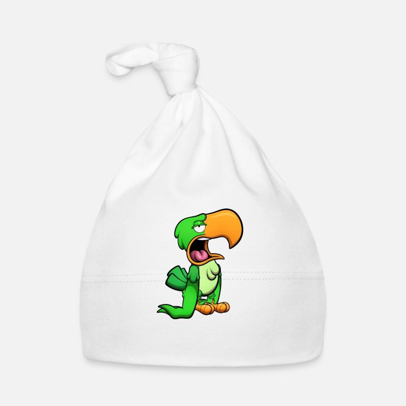 Bored Green Parrot Organic Baby Cap