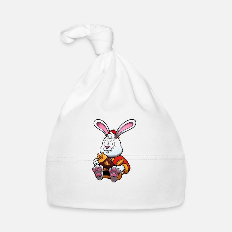 Cute Rabbit Holding Golden Fish Organic Baby Cap