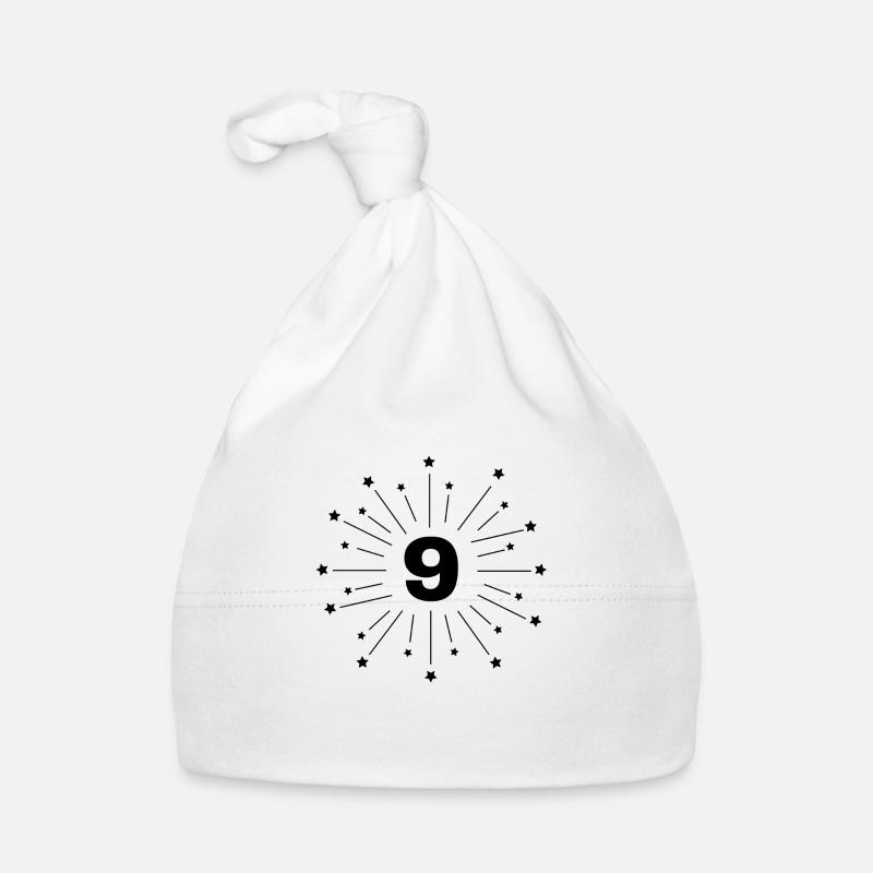 9e anniversaire étoilé - cadeau 9 ans - Bonnet bio Bébé - blanc