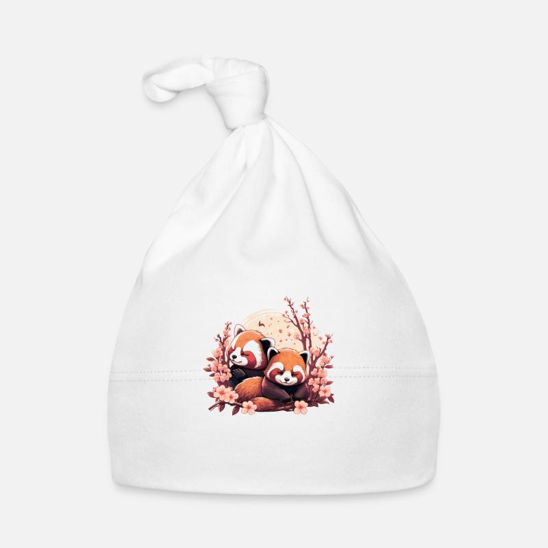 Sleeping Red Pandas - Organic Baby Cap - white
