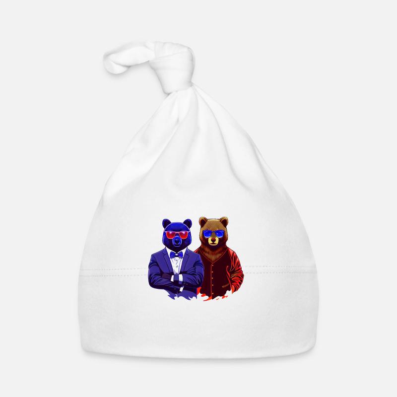 cool boss bear bros with sunglasses on Baby Bio-Mütze