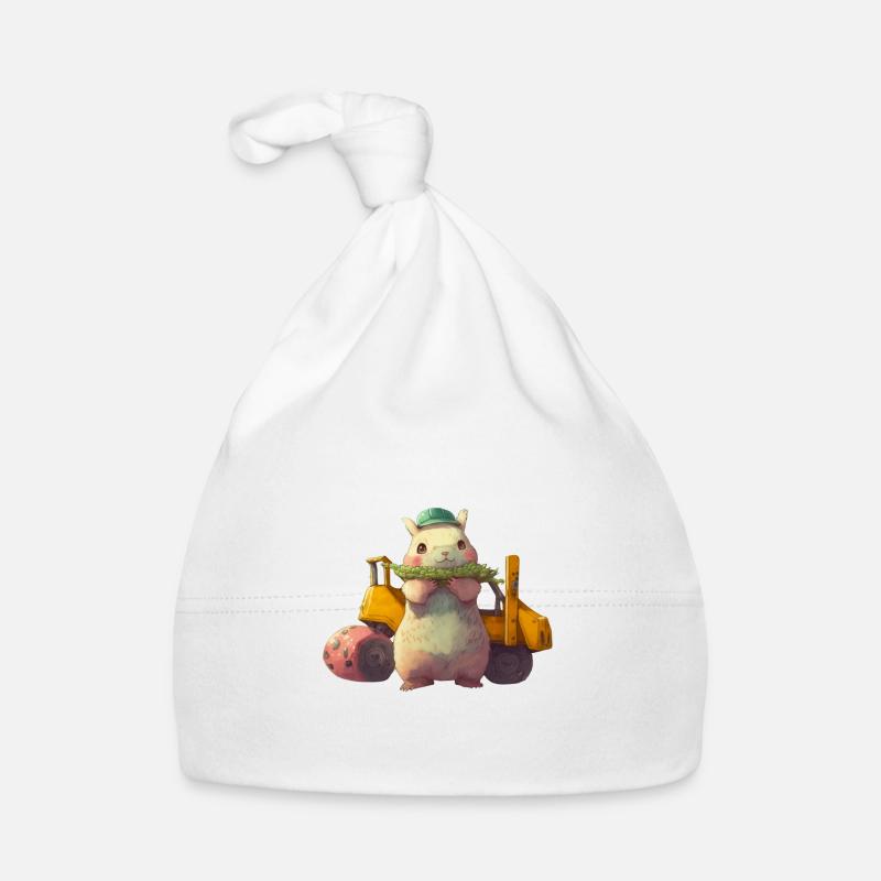 marmotte travaux - Bonnet bio Bébé - blanc