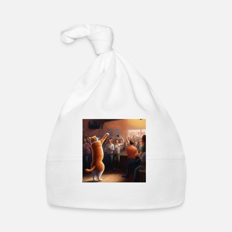 Chat orange dansant Bonnet bio Bébé