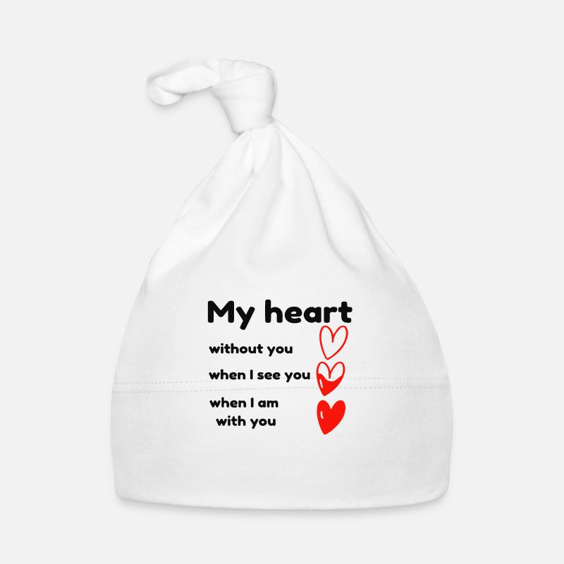 Mon coeur Saint-Valentin - Bonnet bio Bébé - blanc