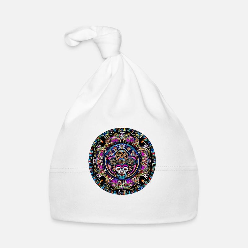 Mandala de la vie et de la mort - Bonnet bio Bébé - blanc