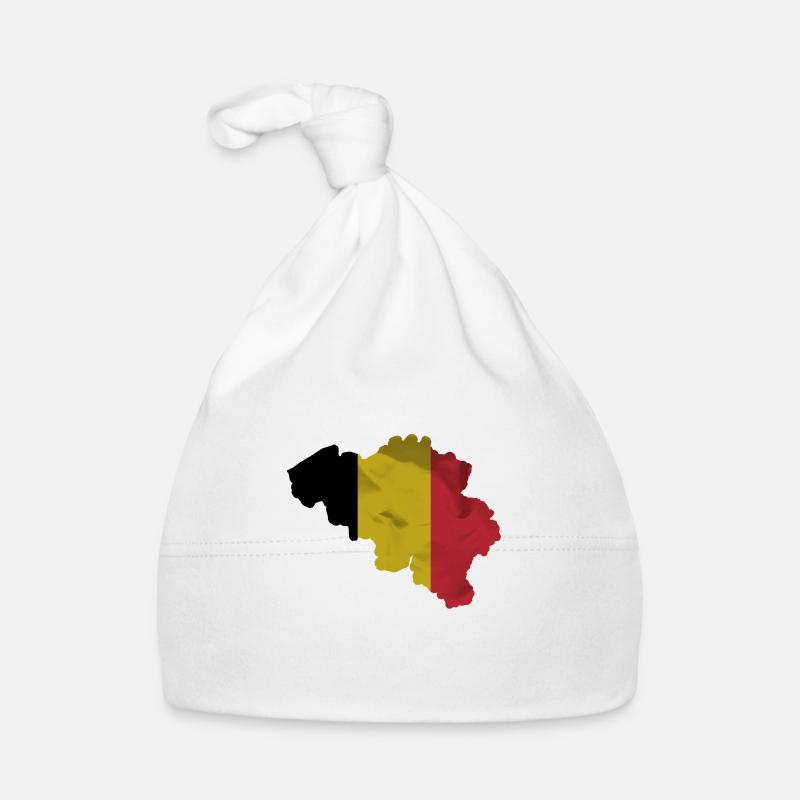 Drapeau belge en forme de pays - Bonnet bio Bébé - blanc