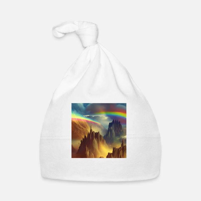 Regenbogen am Berg - Baby Bio-Mütze - Weiß