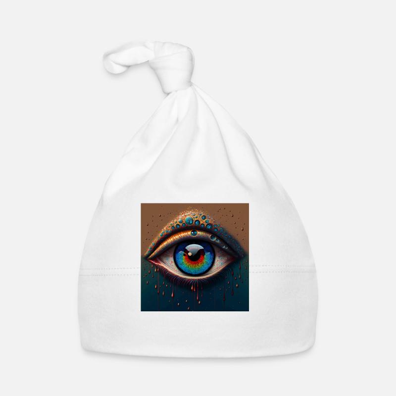 abstract eye pointillism - Bonnet bio Bébé - blanc