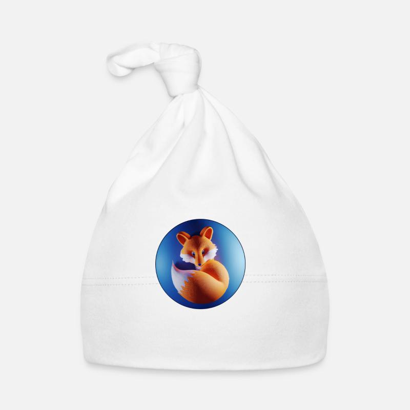 Petit renard dans une bulle - Bonnet bio Bébé - blanc