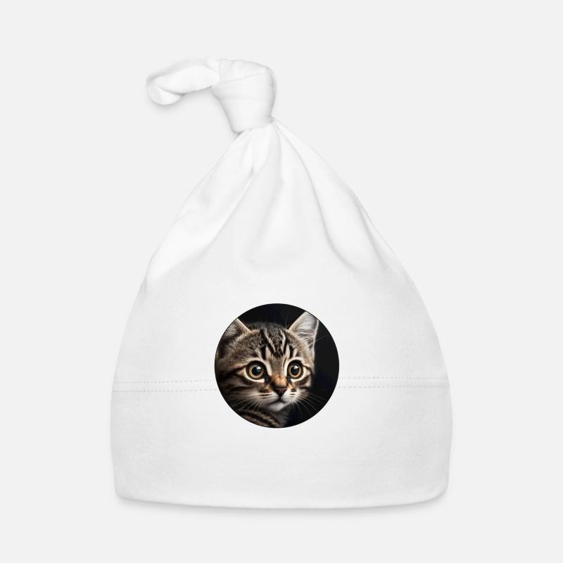 mignon chaton tigré avec ses grands yeux Bonnet bio Bébé