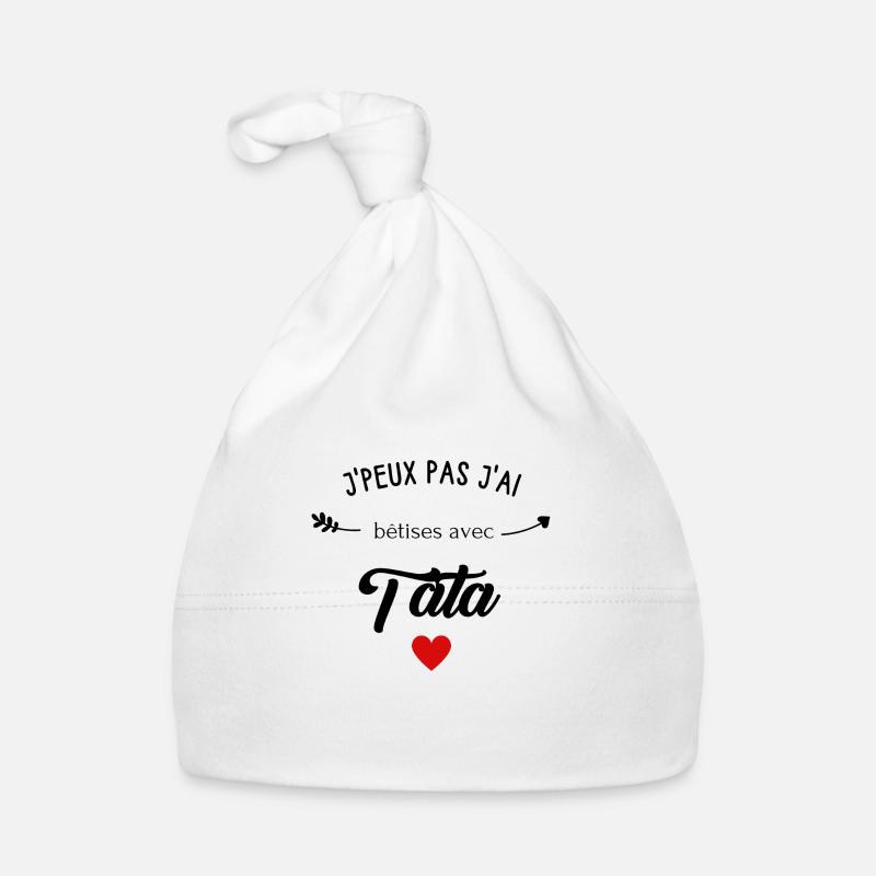 j'peux pas j'ai bêtises avec tata - Bonnet bio Bébé - blanc