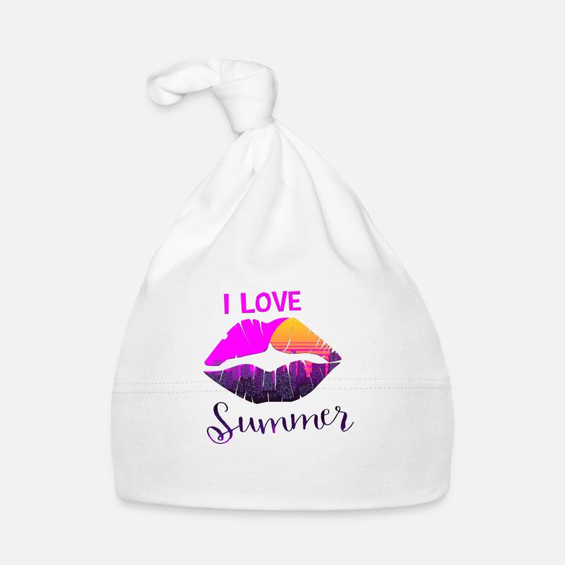 Summer surf miami beach paradise 80s retro 90s - Bonnet bio Bébé - blanc