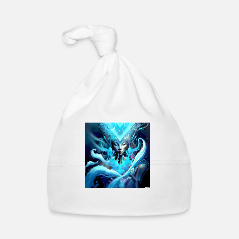 Art numérique Blue Ghost - Bonnet bio Bébé - blanc