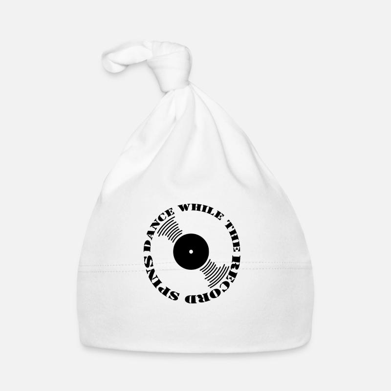 Dance While The Record Spin Black Font Organic Baby Cap