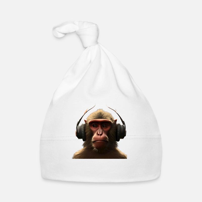 T-shirt casque Monkey - Bonnet bio Bébé - blanc