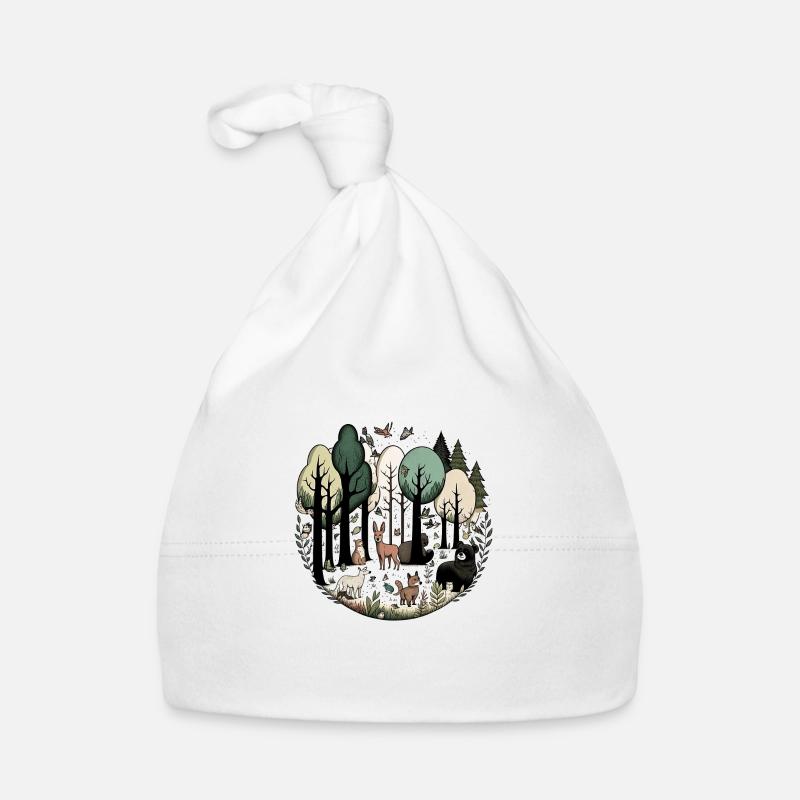 Animaux de la forêt - Bonnet bio Bébé - blanc