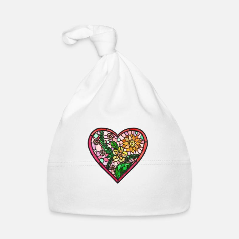 Love Hart Lifde vitrail - Bonnet bio Bébé - blanc