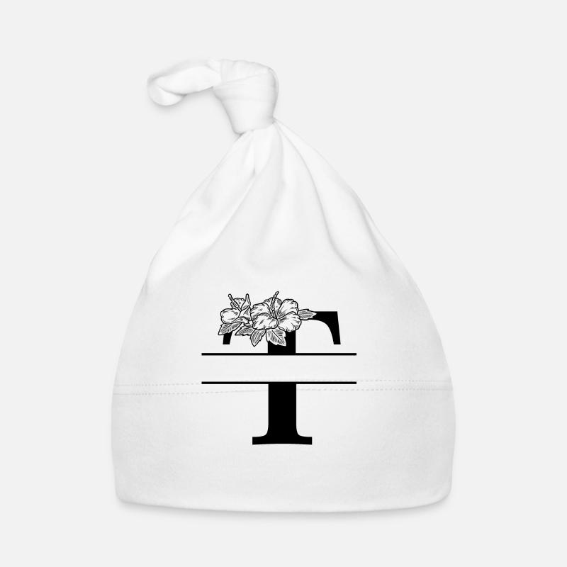 Personalized floral letter T Organic Baby Cap