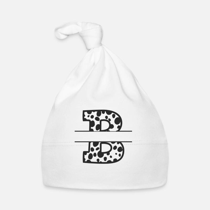 Letter B benutzerdefiniertes Kuhmuster - Baby Bio-Mütze - Weiß