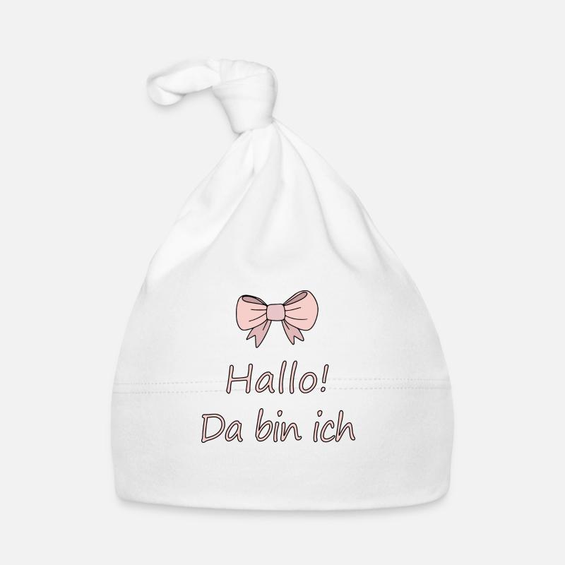 Hallo Mädchen Geburt - Baby Bio-Mütze - Weiß