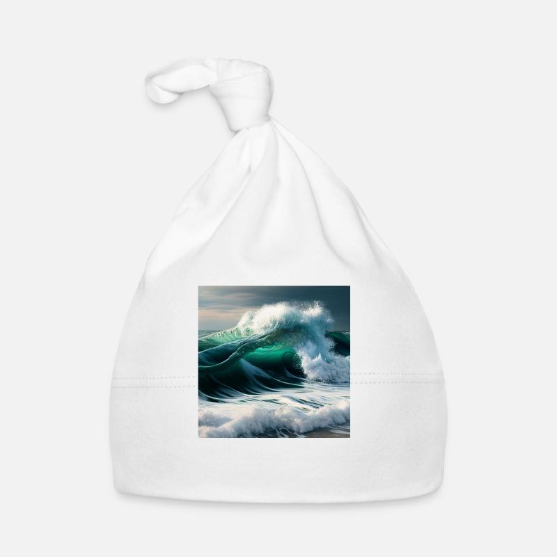 Welle am Strand - Baby Bio-Mütze - Weiß