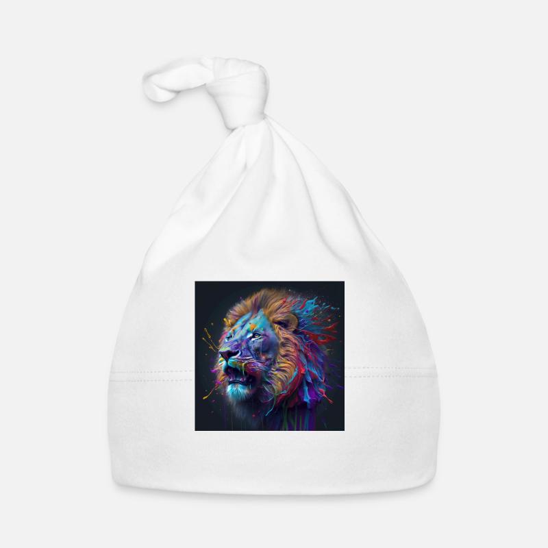 Lion coloré, design unique Bonnet bio Bébé