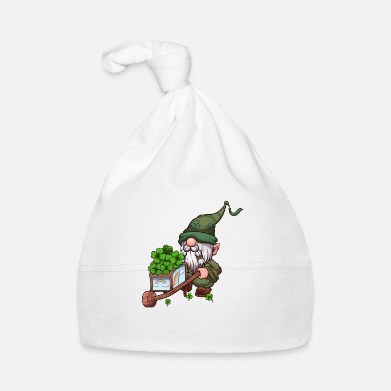 St Patrick's Day Gnome With Wheelbarrow Organic Baby Cap