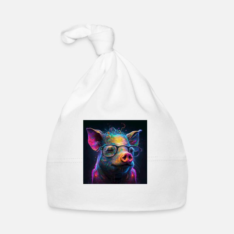 Colored pig with glasses, unique design Organic Baby Cap