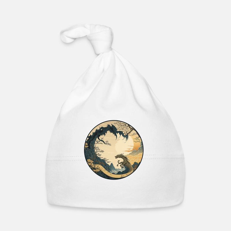 No. 3: Japanese Dragon Style Kanagawa Ukyio-e Organic Baby Cap