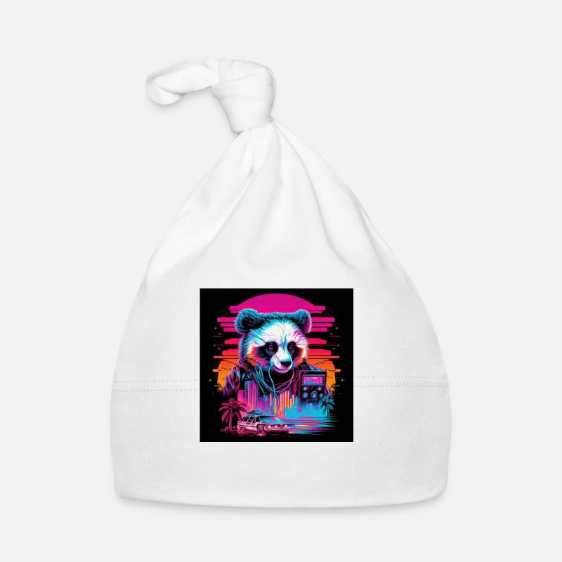 Panda with neon colors, synthwave / 80s Organic Baby Cap