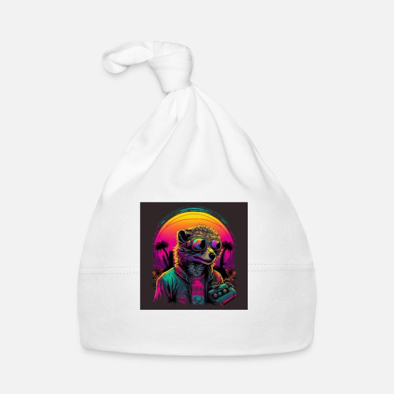 Meerkats with neon colors, synthwave / 80s Organic Baby Cap