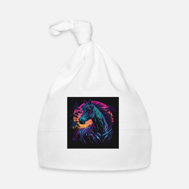 Cheval aux couleurs néon, synthwave / 80s Bonnet bio Bébé