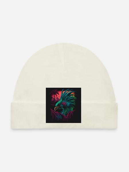 Peacock with neon colors, synthwave / 80s - Organic Baby Cap - white - Front