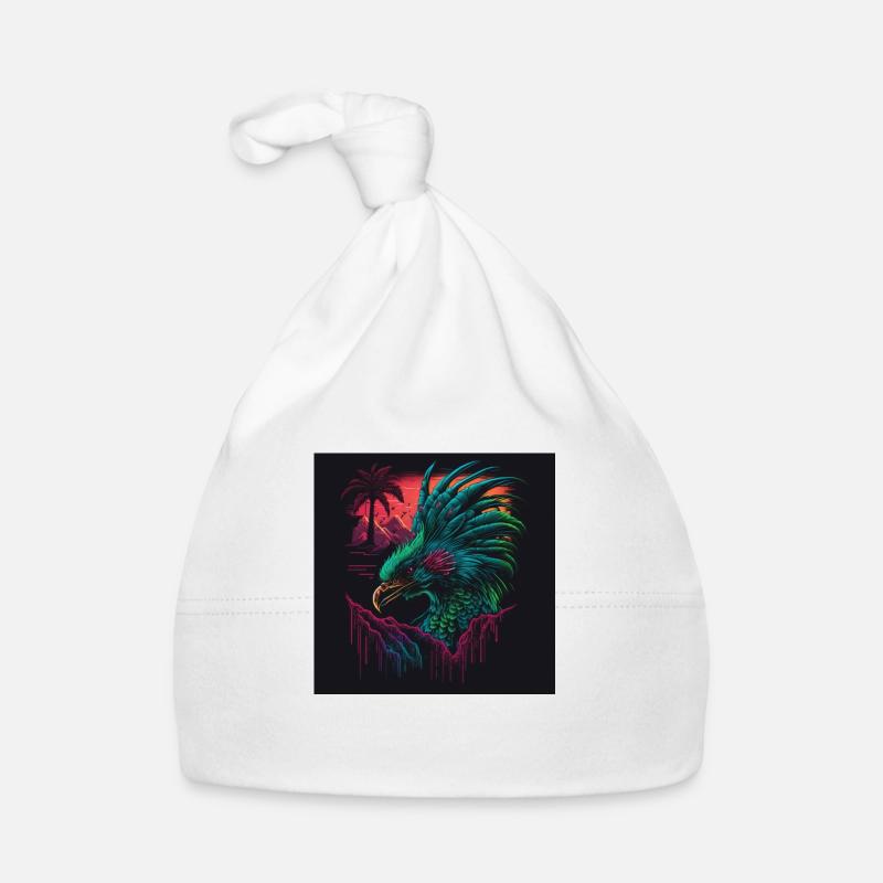 Peacock with neon colors, synthwave / 80s Organic Baby Cap