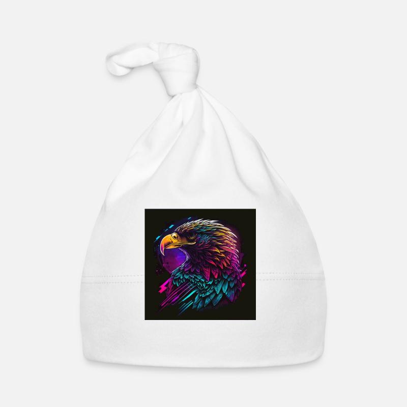Adler mit Neonfarben, Synthwave / 80er Jahre Baby Bio-Mütze
