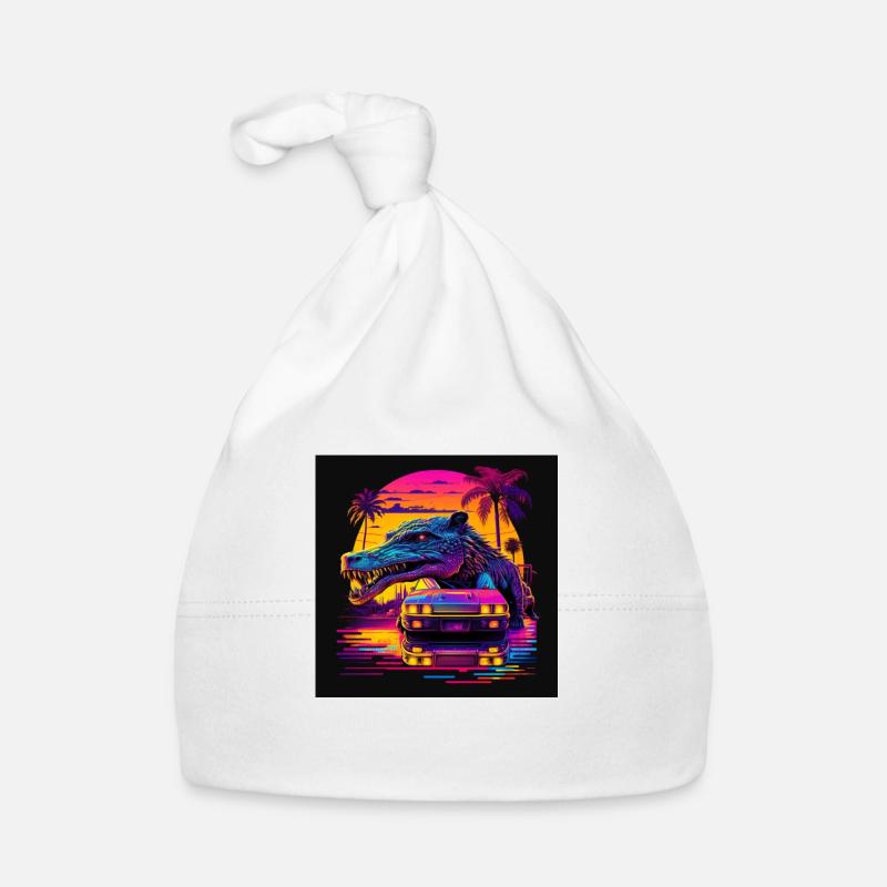 Crocodile with neon colors, synthwave / 80s Organic Baby Cap