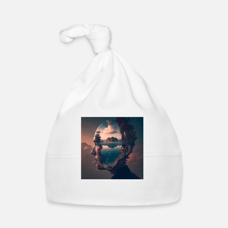 Head With a Landscape Inside Organic Baby Cap