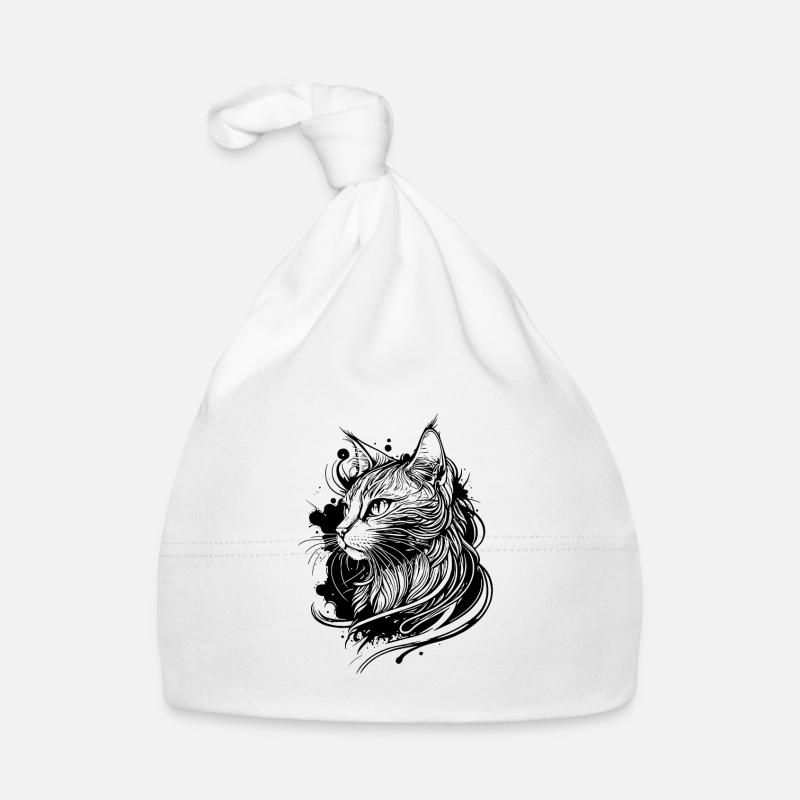 Chat de l’espace mignon dans le style de tatouage Bonnet bio Bébé