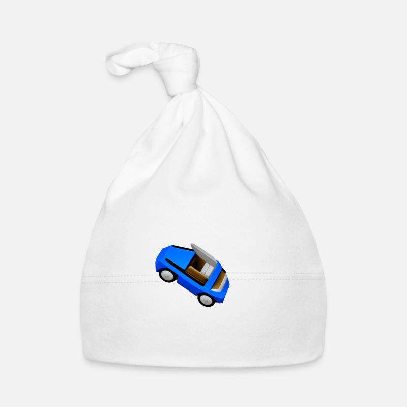 Voiture Véhicule Bleu - Bonnet bio Bébé - blanc
