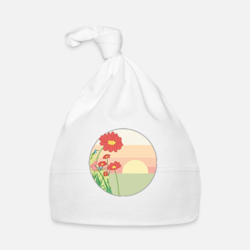 Field flowers in sunrise without text Organic Baby Cap