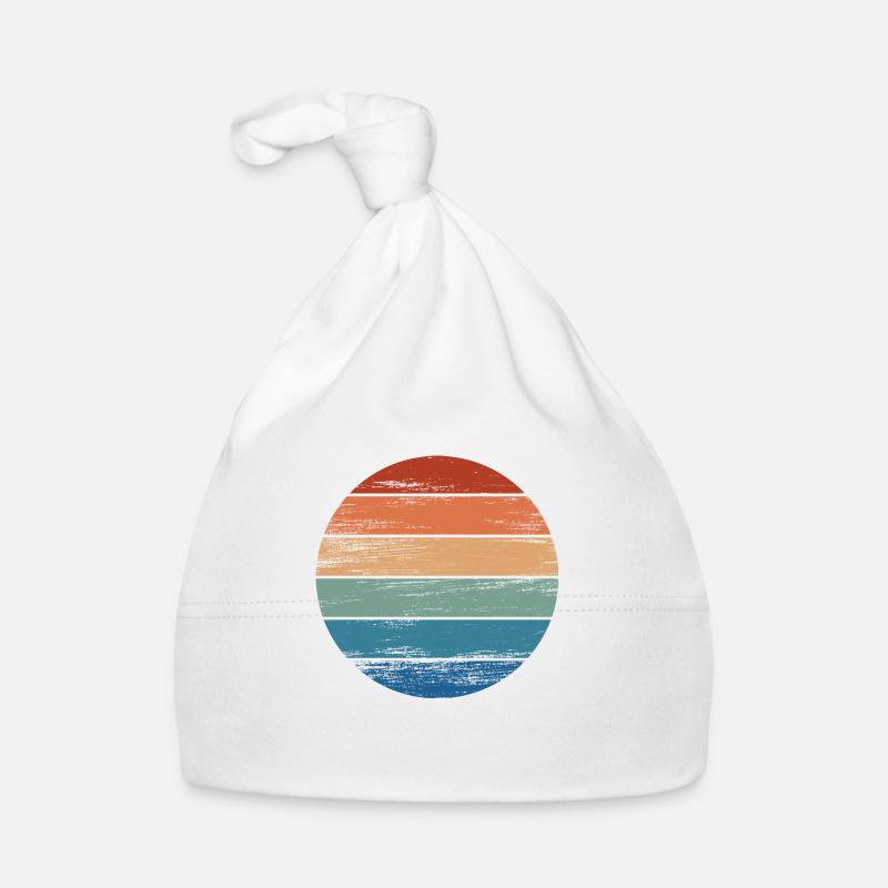 Retro Regenbogen Rainbow Kreis Distressed - Baby Bio-Mütze - Weiß